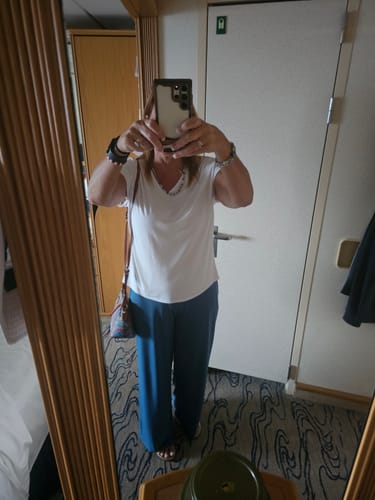 Customer photo review of Brigitte Brianna Non-See-Through White Blouse Tee