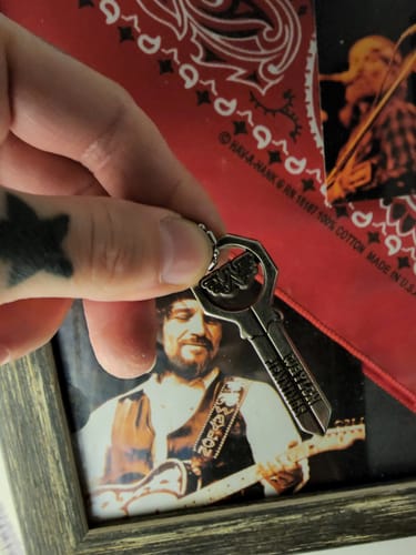 Customer photo review of Waylon Jennings Silver Key Necklace