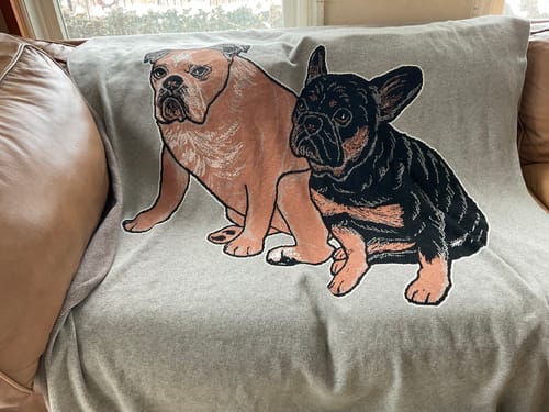 Customer photo review of Plain Dog - Custom Knitted Blanket