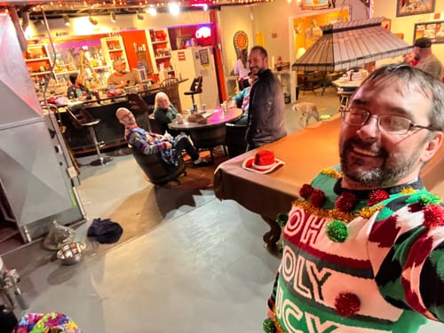 Customer photo review of Office Christmas Sweater Party Murder Mystery Game Kit