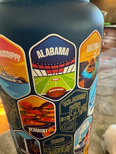 Customer photo review of Let's Wander™ 50 States Of The USA Water Bottle + Stickers