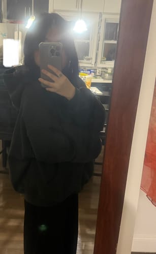 Customer photo review of *Pre-Order* Brooklyn Unisex Oversized Hoodie in Faded Black