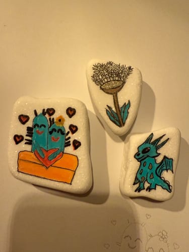 Customer photo review of Starterspakket Happy Stones + App om ze te volgen | Alles-in-1 | Stenen schilderen