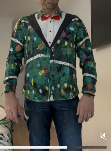 Customer photo review of Men's Christmas Tree Camo Print Regular Fit Funny Outfit Themed Top Long Sleeve Shirt