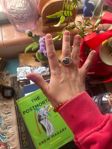 Customer photo review of Hand Painted Hazel Silver Eye Ring