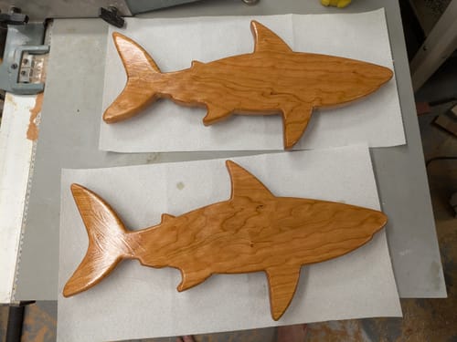 Customer photo review of 20x10" Sharkcuterie Board Shark Shaped Acrylic Router Template