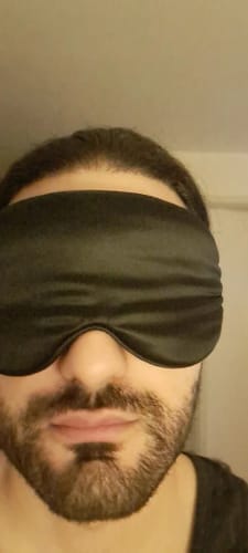 Customer photo review of Silk Sleep Mask – Soft Comfort Fit