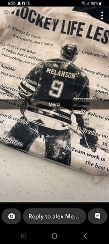 Customer photo review of Personalized Hockey Life Lessons Pillow-Gift For Hockey Lovers