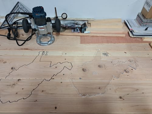 Customer photo review of 16x15.5" State Of West Virginia Acrylic Router Template