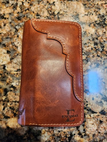 Customer photo review of Badge Long Wallet - Chestnut