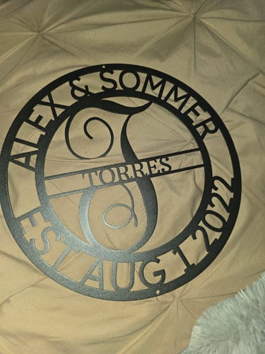 Customer photo review of Elaborate Name - Steel Sign