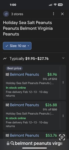 Customer photo review of Holiday Sea Salt Peanuts