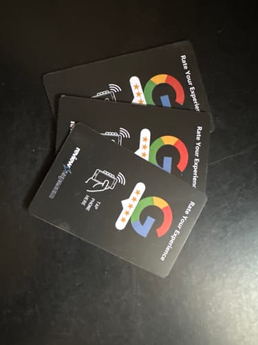 Customer photo review of NFC Google Review Card