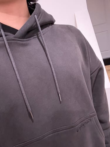 Customer photo review of Brooklyn Unisex Oversized Hoodie in Faded Black