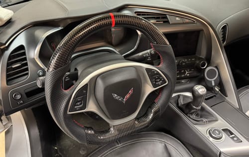 Customer photo review of Real Carbon Fiber Steering Wheel for Chevrolet Corvette C7 2014-2019 Generation D-shaped Flat-Bottom Perforated Leather Grip