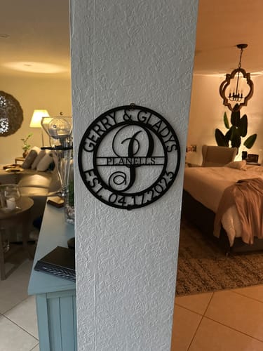 Customer photo review of Elaborate Name - Steel Sign