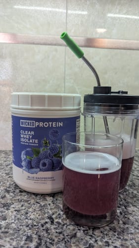 Customer photo review of WICKED Blue Raspberry Clear Whey Isolate Protein Powder (IN STOCK)