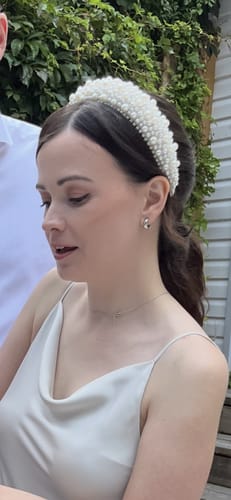 Customer photo review of Simple Huggie Clip On Earrings in Silver