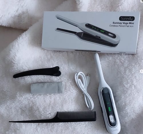 Customer photo review of SUNMAY Mini Cordless Flat Iron, 3/10'' Small Cordless Hair Straightener for Short Hair, Portable Pencil Flat Iron