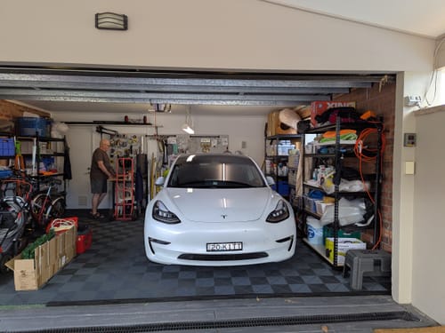 Customer photo review of Garage Flooring Tile Edges interlocking.