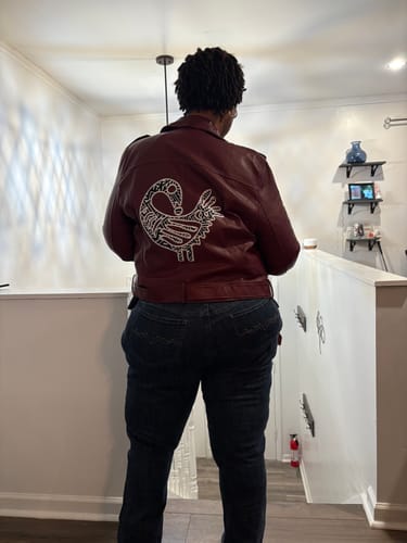 Customer photo review of ADINKRA Moto Jacket (more options)