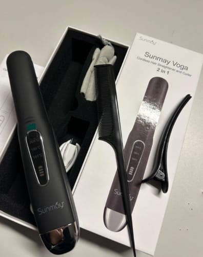 Customer photo review of Sunmay Voga Cordless Hair Straightener and Curler 2 in 1, Portable Flat Iron Hair Straightener , 30S Fast Heat Up Ceramic Flat Iron with 5000mAh Battery, Anti-Scald, Travel Size Preferred Gifts