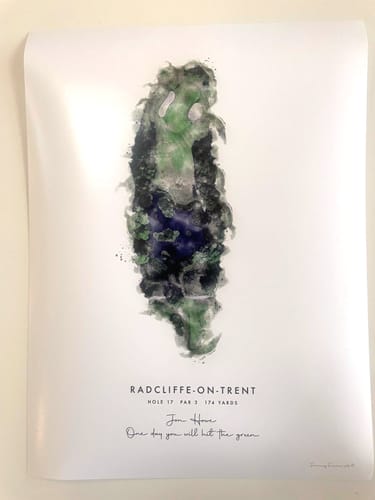 Customer photo review of Custom Golf Artwork – Personalised Print of Any Golf Course and Hole (A3 Size)