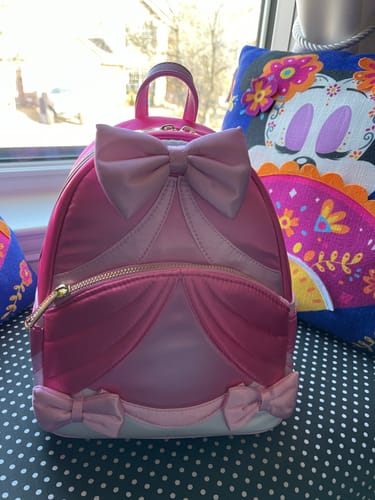 Customer photo review of Loungefly Disney Cinderella 75th Anniversary Pink Bow Gown Cosplay Mini Backpack