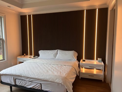 Customer photo review of Acoustic Slat Wall Panel | Smoked Oak | Premium 3-sided Wood Veneer