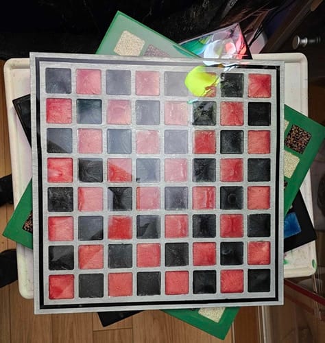 Customer photo review of 15.5x15.5" Chessboard 1 Wood Shape Blank - 1/2" Thick