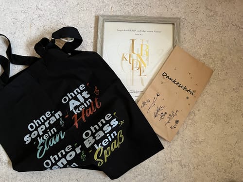 Customer photo review of Lustige Chor Premium Bio Notentasche für Sängerinnen und Sänger