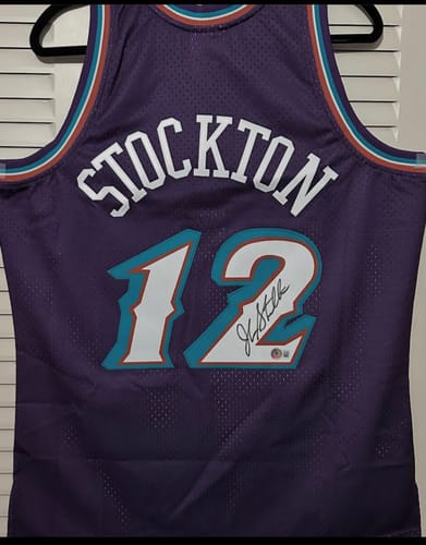 Customer photo review of John Stockton Autographed Utah Jazz Mitchell & Ness Purple Swingman Signed Basketball Jersey Beckett COA L