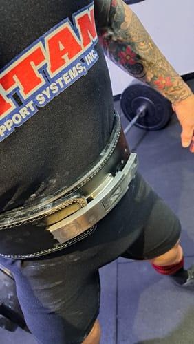 Customer photo review of Embossed Black Lever Belt, 13mm - IPF Approved