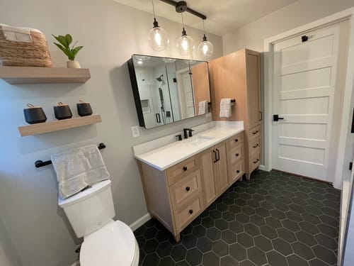 Customer photo review of Bridgeport 60" White Oak Bathroom Vanity