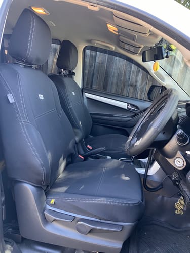 Customer photo review of Isuzu D-MAX RT Dual Cab Neoprene 2x Front Seat Covers (Available)