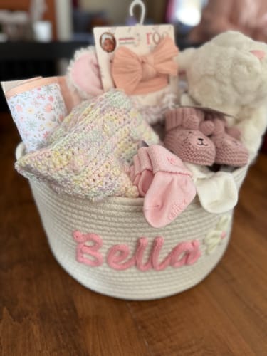 Customer photo review of Baby Knits™ Personalized Knitted Basket