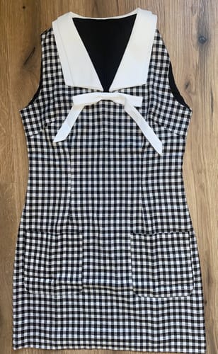 Customer photo review of 1960s Acetate Gingham Plaid Shift Dress