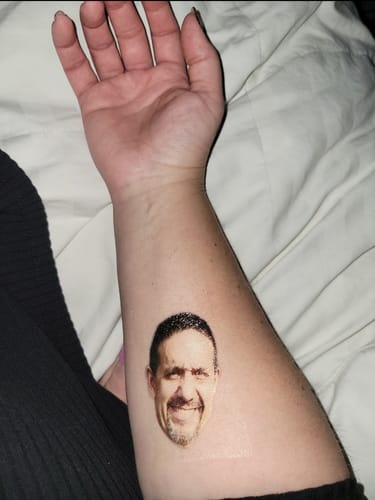 Customer photo review of Custom Photo Face Temporary Tattoo