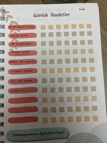 Customer photo review of İbadet Rehberi İslami Planlayıcı Çiçek Desenli Kapak