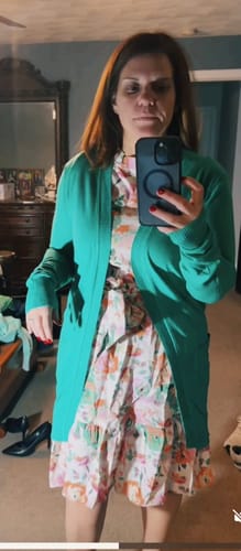 Customer photo review of Brushed Magnolia Tie Waist Tank Dress