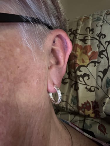 Customer photo review of ANTIQUE SILVER MAXI HOOPS