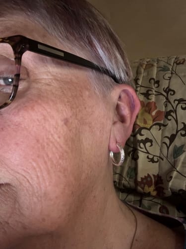 Customer photo review of ANTIQUE SILVER MAXI HOOPS