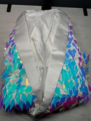 Customer photo review of Men's One-Button Geometric Sequin Light Blue Tuxedo