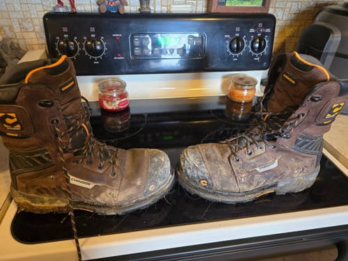 Customer photo review of Scorpion 9” Comp Toe Men’s Waterproof Work Boot - Brown