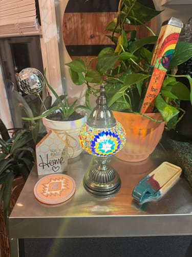 Customer photo review of Turkish Table Mosaic Lamp Kit