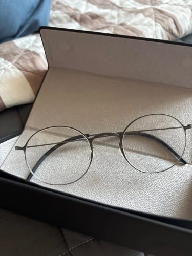 Customer photo review of Aimee Women's Full Rim Round Screwless Titanium Eyeglasses