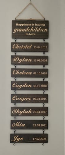 Customer photo review of Personalized Grandkids Hanging Sign (Engraved) Family Keepsake