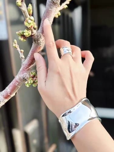 Customer photo review of AuricAdorn Small Bone Cuff in Gold Plated | Alloy Steel