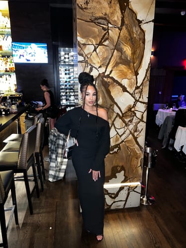 Customer photo review of Knit Off-Shoulder Sweater Maxi Dress