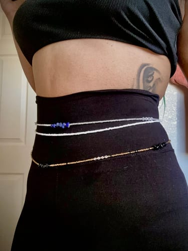 Customer photo review of Pearl White Waist Beads